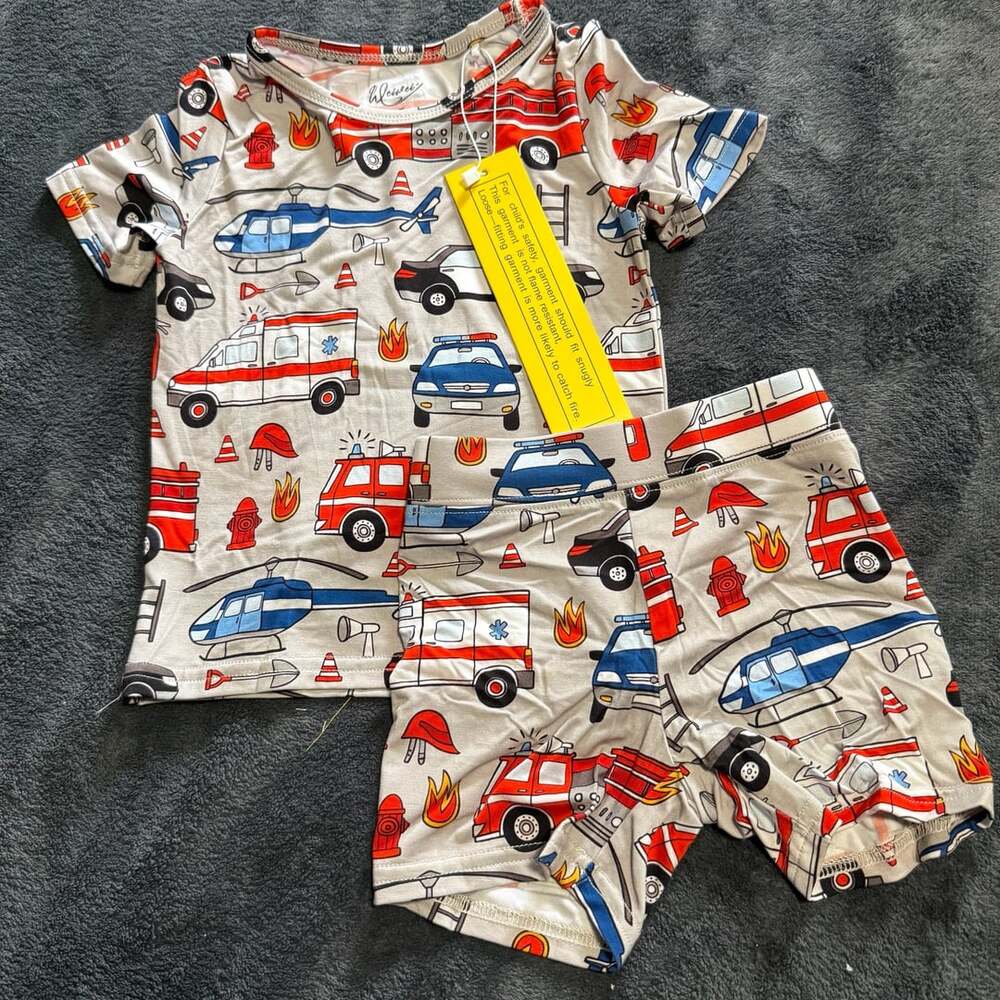 Weiwei Rescue Vehicles Pajama Set Size 2T